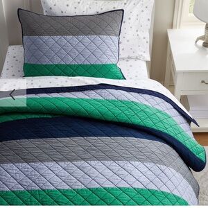 Pottery Barn Kids Block Stripe Quilt & Shams